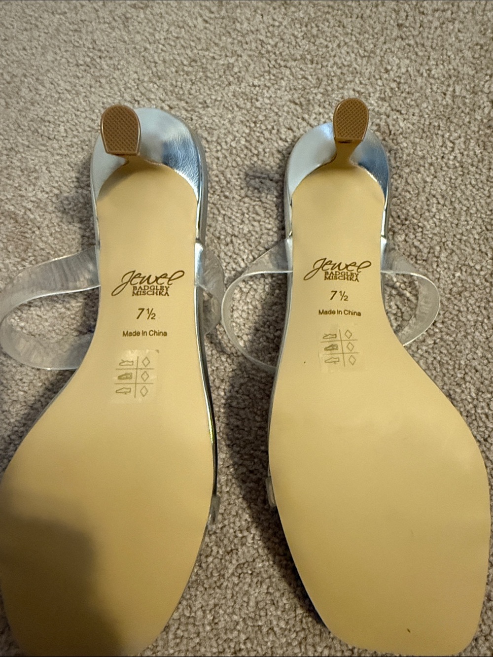 Jewel Badgley Mischka Silver Sandals with Clear Straps